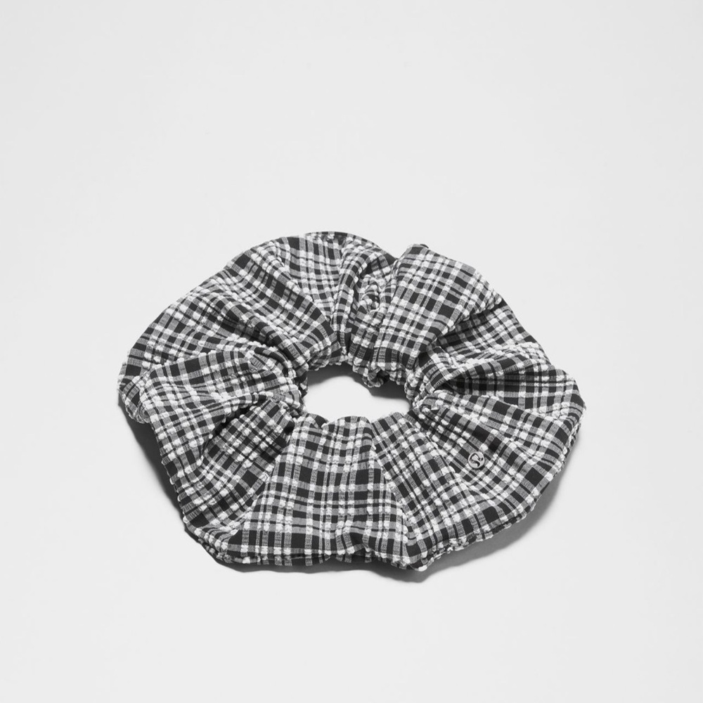 Lululemon Athletica Black and White Checkered Scrunchie